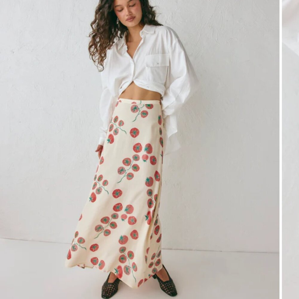 VRG GRL Brie Midi Skirt Roma - Tomato print